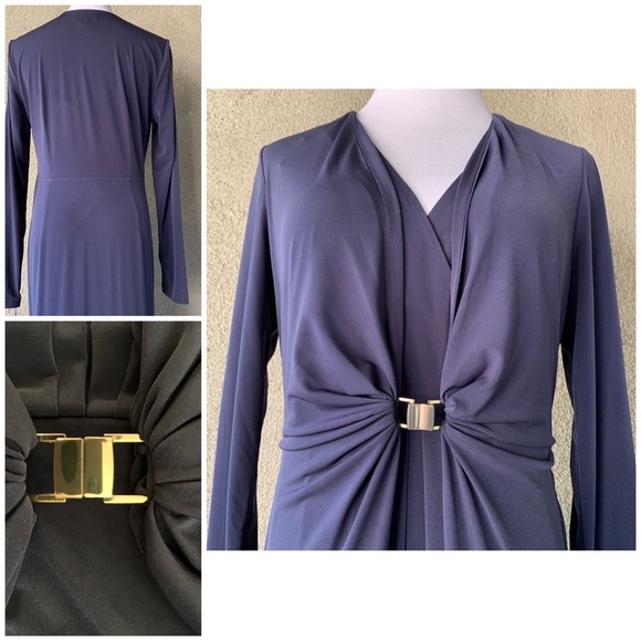 Calvin Klein Navy Jersey Maxi-Dress NWT size 12 - Picture 4 of 11